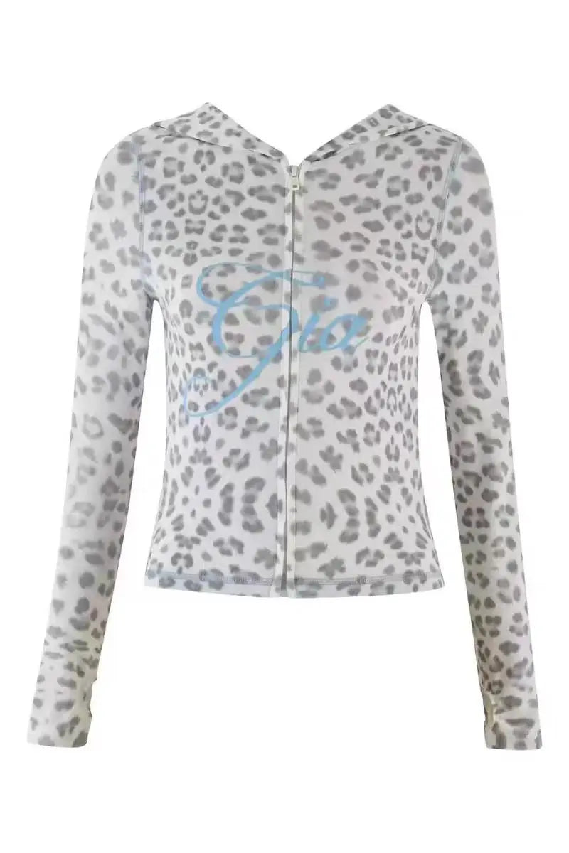 GIA Front Shoulder Slim Fit Jacket Pants Set with Letter Print Design Hooded Zipper Snake Pattern Short Fit Streetwear
