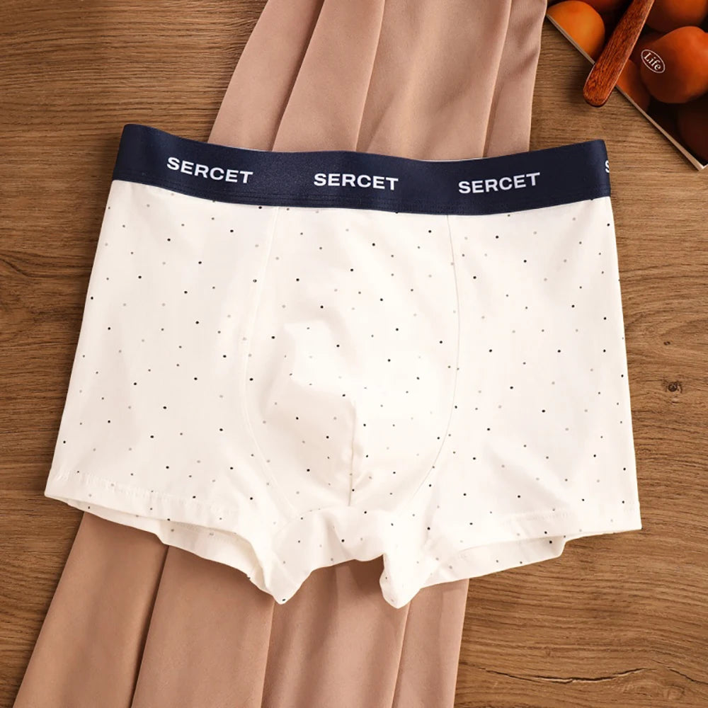 1/3PCS 95% Cotton Soft Boxers Striped/Dot/Plaid Knit Man Underwear Autumn Breathable Antibacterial 3D Mesh Crotch Men's Panties