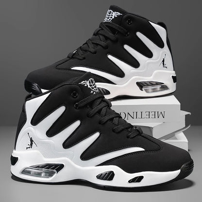 Men's Breathable Lightweight High-Top Basketball Shoes - Non-Slip Rubber Sole, Geometric Pattern Design, Suitable for Running, Training, and Casual Wear - Stylish Sneakers for All Seasons - Perfect Gift for Him, Durable Baske