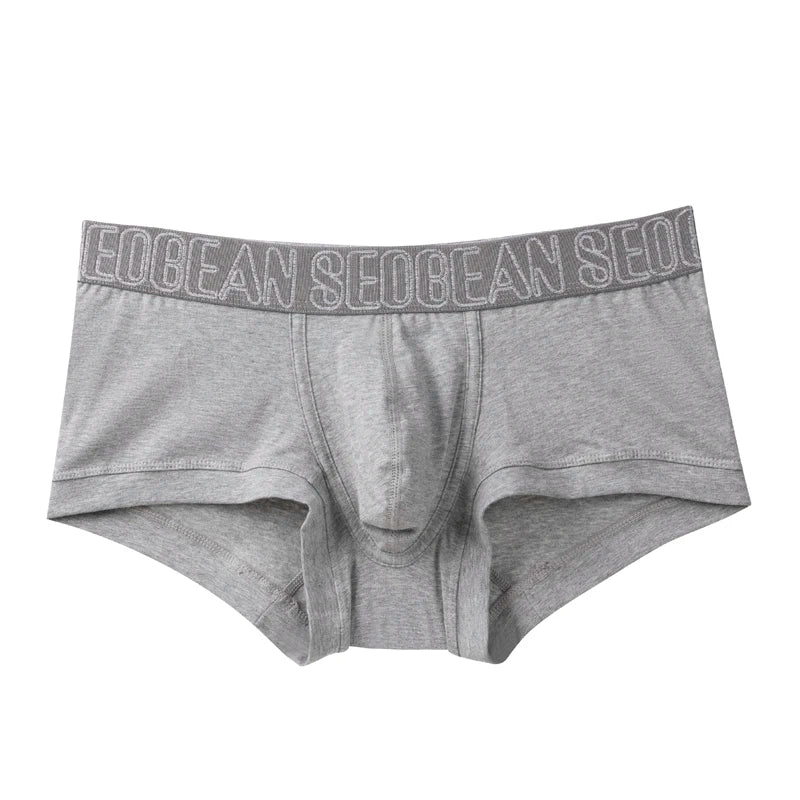 SEOBEAN Men's Breathable Cotton Boxer Shorts U-Convex Pouch Low-Waist Soft Stretch Underwear for Daily Casual & Intimate Wear