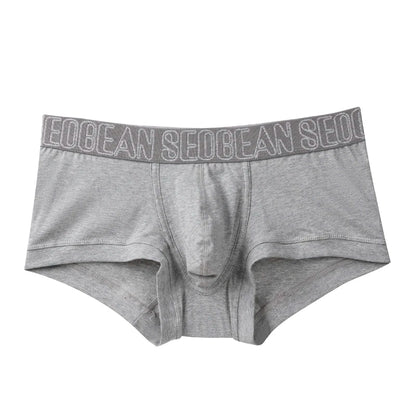 SEOBEAN Men's Breathable Cotton Boxer Shorts U-Convex Pouch Low-Waist Soft Stretch Underwear for Daily Casual & Intimate Wear