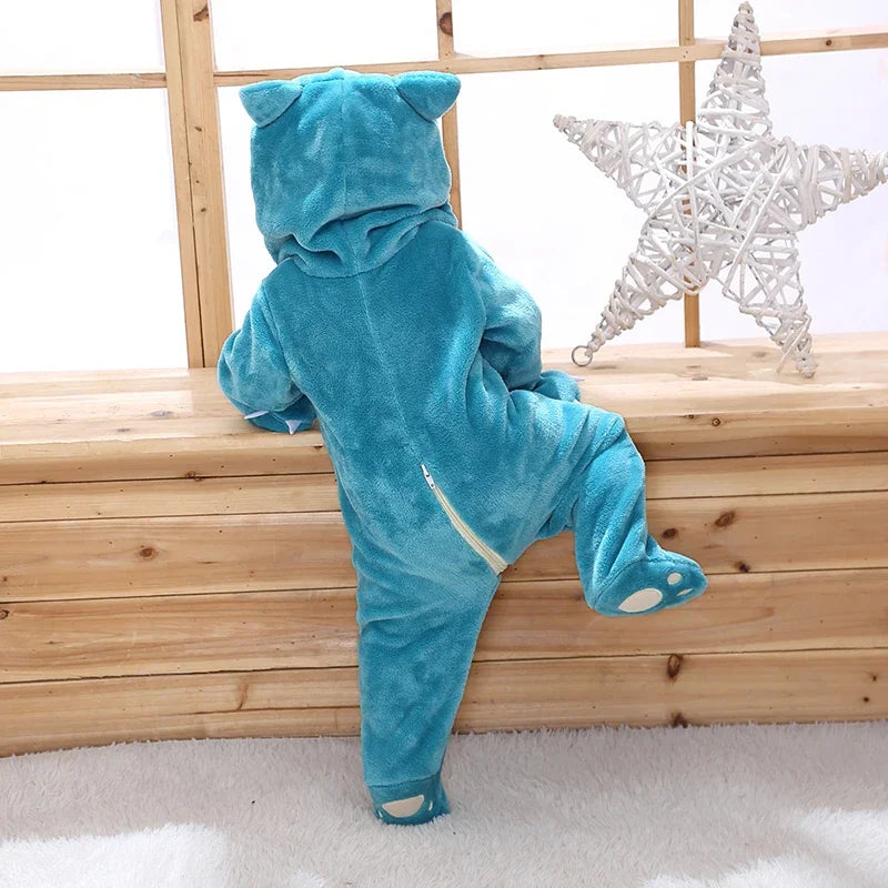 Kigurumis Baby Romper Cartoon Snorlax Onesie  Infant Winter Warm Animal Costume Outfit Cosplay Funny Costume Halloween Pijama