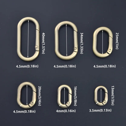Oval Spring Clasp Clips | Zinc Alloy O-Ring Carabiner Hooks | Purse & Bag Strap Connectors