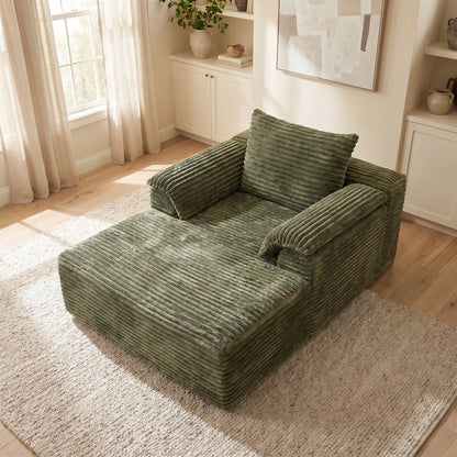 67" Oversized Sofa Bed, Corduroy Fabric Lounge Chair with Armrests & Pillows, Soft Cushioned Comfort Sleeper Reading Chair, Ideal for Living Room, Bedroom, Home Theater