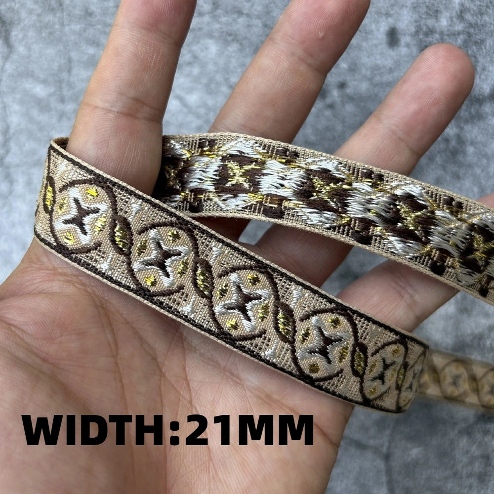 5 Yards 1~3CM Geometric Flower Designs Are Selling Well Embroidered Jacquard Ribbon Decorative Clothing Dog Chain Curtains
