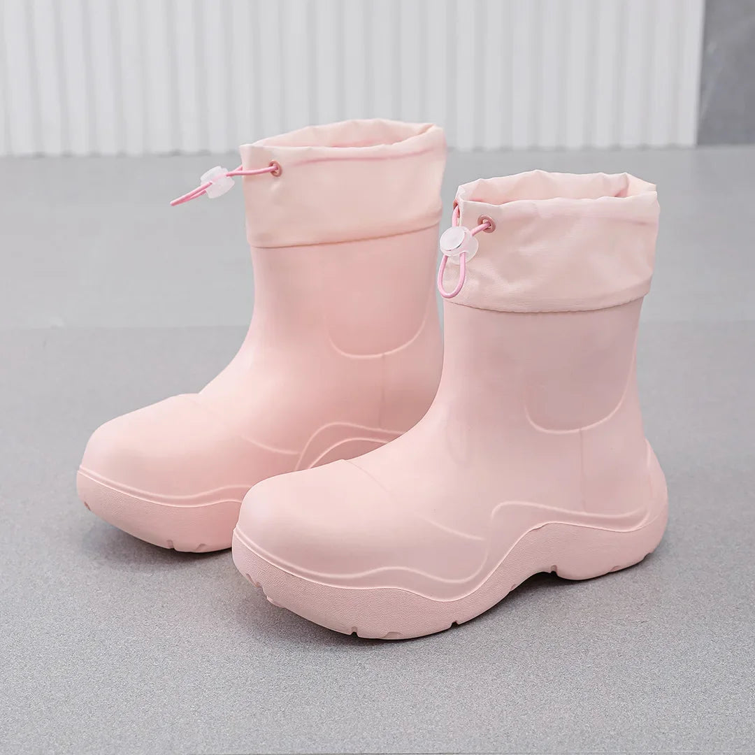 2025 New Women Rain Boots Autumn Platform Shoes Waterproof Kitchen Shoes Comfortable Female Ankle Boot EVA Windproof Women Boots