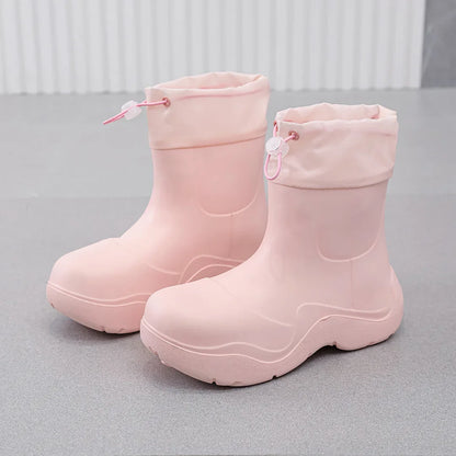 2025 New Women Rain Boots Autumn Platform Shoes Waterproof Kitchen Shoes Comfortable Female Ankle Boot EVA Windproof Women Boots
