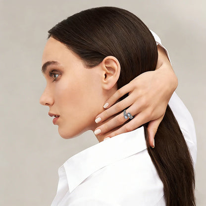 925 Vintage Silver Ring with Natural Moonstone 6*8mm Adjustable Rings Flower Bohemia Style Fine Jewelry for Women
