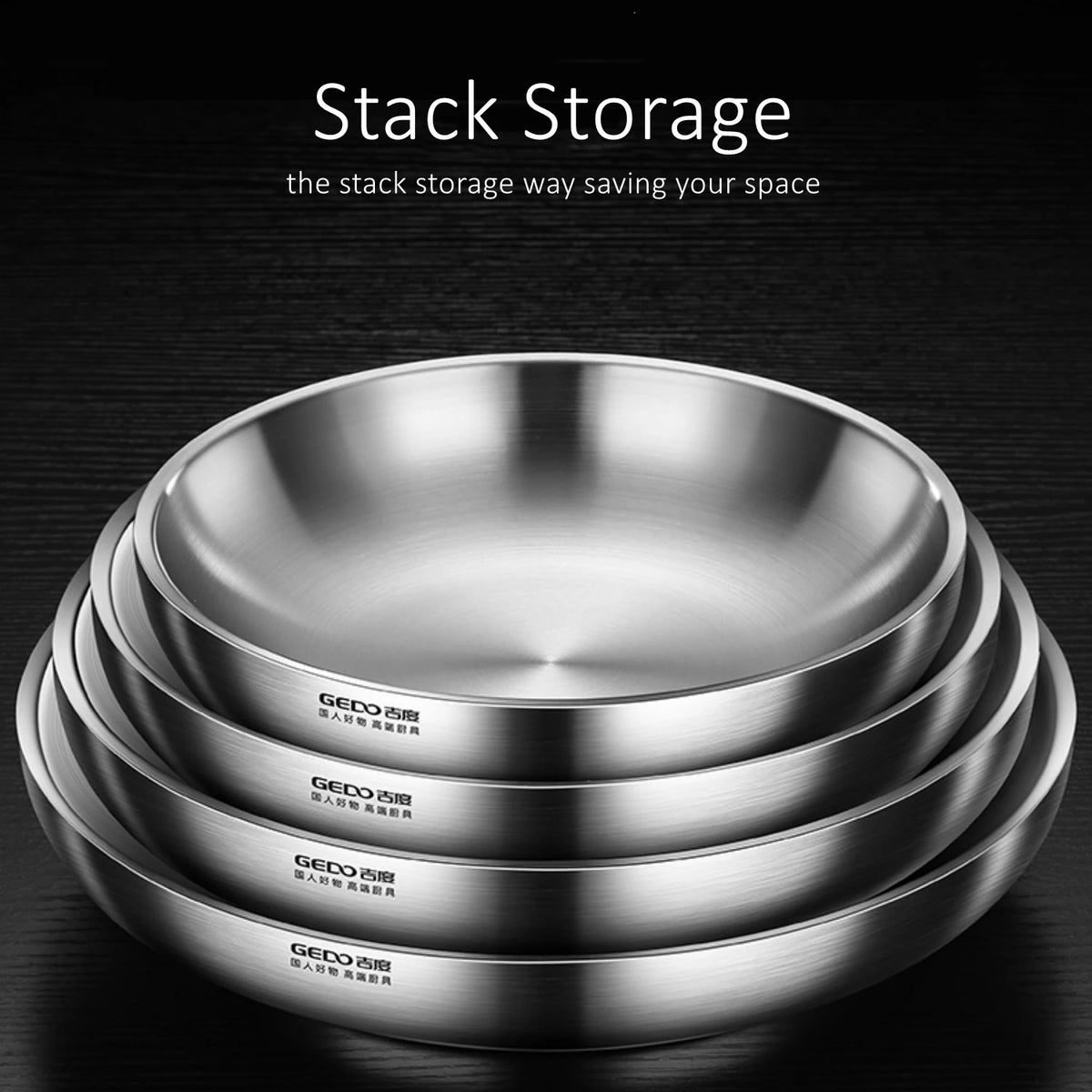Ultra Thick 304 Stainless Steel Banquet Plate LFGB Certification Heat Insulation Dinner Dish Fall Resistant Baby Tableware