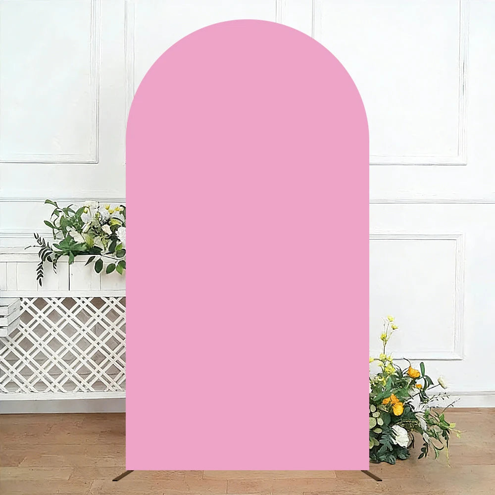 Pink Elastic Arch Backdrop Cover Spandex Fitted 2-Sided Round Top Chiara Arch Backdrop Cover for Wedding Party Birthday Banquet