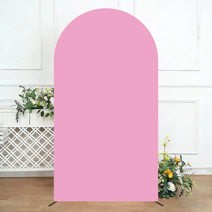 Pink Elastic Arch Backdrop Cover Spandex Fitted 2-Sided Round Top Chiara Arch Backdrop Cover for Wedding Party Birthday Banquet