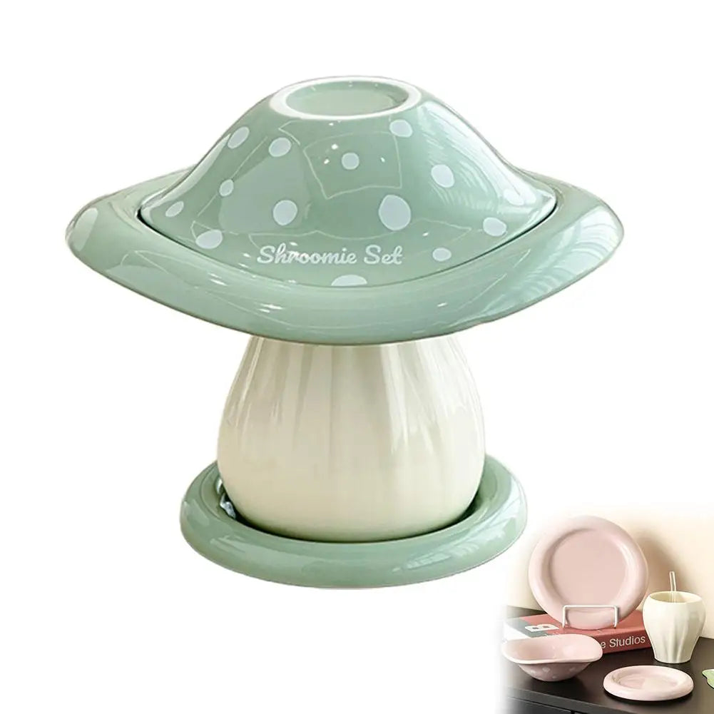 Mushroom Set Bowls and Plates for Home Kitchen Large Capacity Ceramic Bowl Western Plate Tea Desserts Tray Mushroom Tableware
