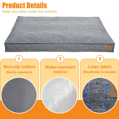 Large Dog Bed Washable Rectangular Dog Pet Pillow Bed with Linen Cover Foam Base Waterproof Lining Calming Sleep Pet Bed Mattress