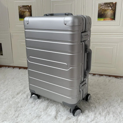 KLQDZMS 20 Inch Portable All Aluminum Magnesium Alloy Cabin Luggage Bag Female 24 Inch Password Travel Suitcase Student Fashion