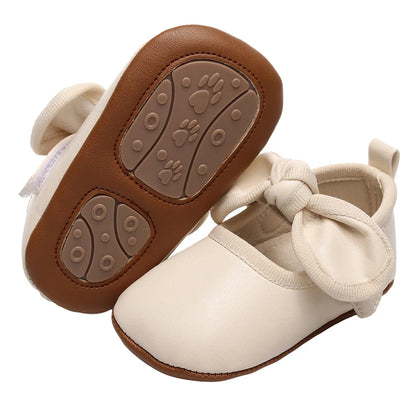 Citgeett Autumn Infant Baby Girl Princess Dress Shoes Leather Bowknot Flats Crib Shoes Non-Slip Shoes