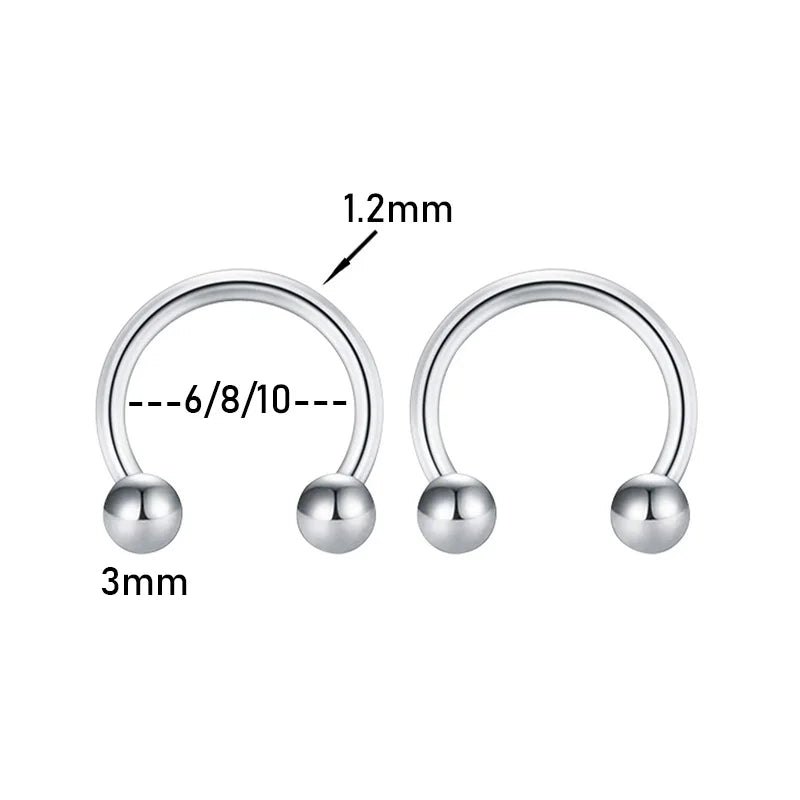 2Pcs Stainless Steel Crystal CZ Tragus Piercing Helix Studs Earrings For Women Girls Hoop Nose Ring Body Piercing Jewelry