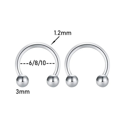 2Pcs Stainless Steel Crystal CZ Tragus Piercing Helix Studs Earrings For Women Girls Hoop Nose Ring Body Piercing Jewelry