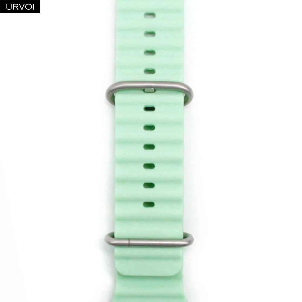 URVOI Ocean Band for Apple Watch Ultra 4 3 2 Strap Series 12 11 10 SE Sport Band for iWatch Silicone Wristband Black Buckle 49mm