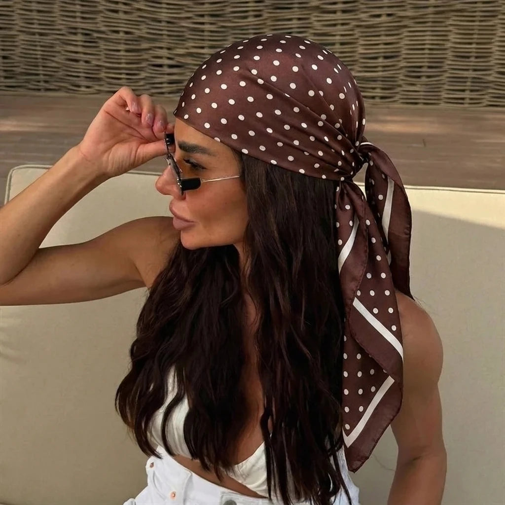 2026 Dot Print Square Scarf For Women Silk Shawl Neckerchief Female Hair Bands Head Wraps Headband Foulard Satin Hijab Bandana