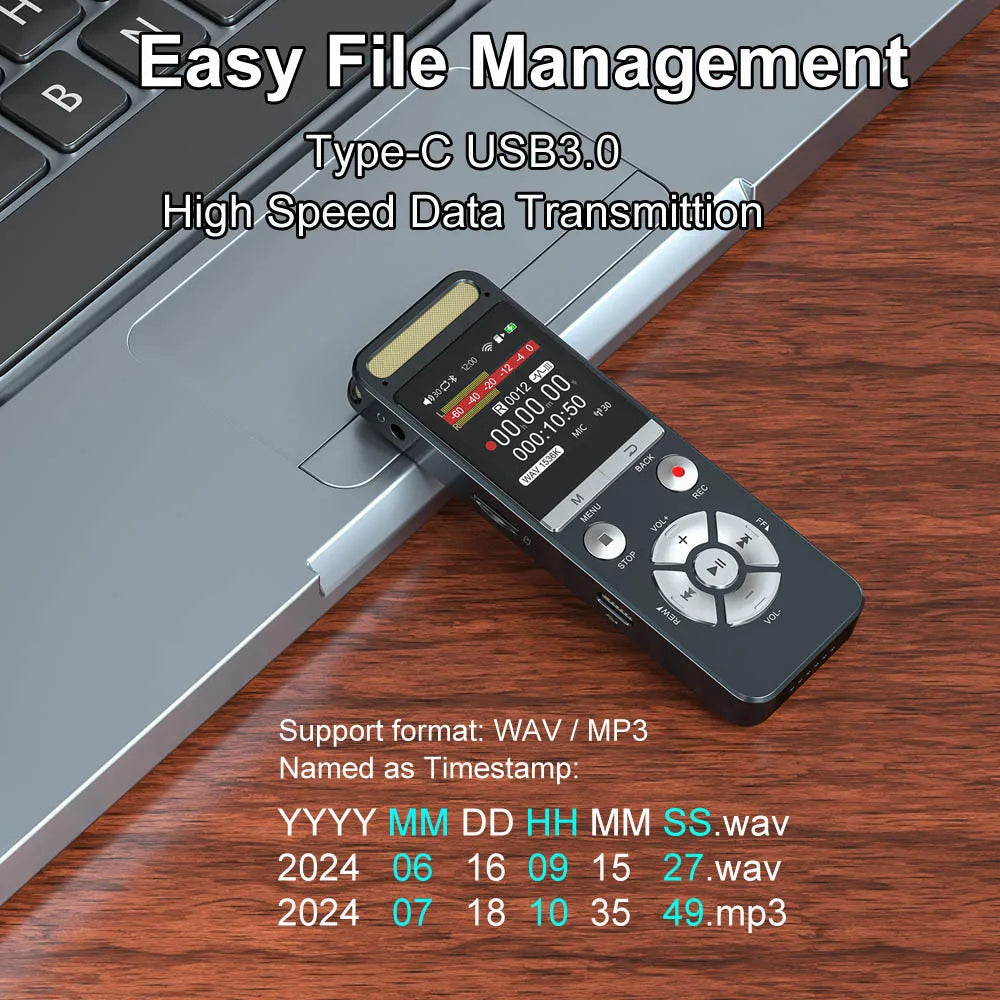 Professional AI Voice Recorder 9126KBPS Hi-Res Audio for Interview Meeting Lecture Evidence Collection Noise Reduction Recorder