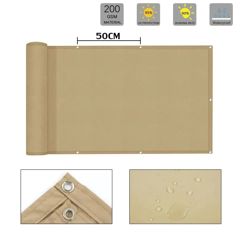 300D Waterproof Fence Sail Balcony Railing Privacy Screen Rainproof Anti-UV Terrace Wind Barrier Fabric Sunblock Shade Cloth