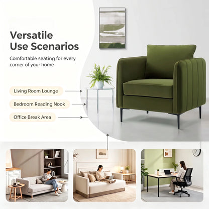 32.68-inch Comfortable Single Sofa With A Medieval-modern Style Featuring Comfortable Cushions and Backrests Suitable For Bedrooms Offices or Reading Spaces