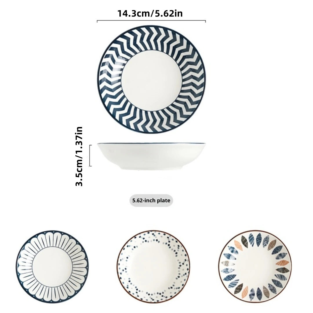 4-Piece Ceramic Plate，5.65in Simple Dipping Dishes.For Appetizers, Fruits, Desserts & Bone Spitting，Microwave & Dishwasher Safe