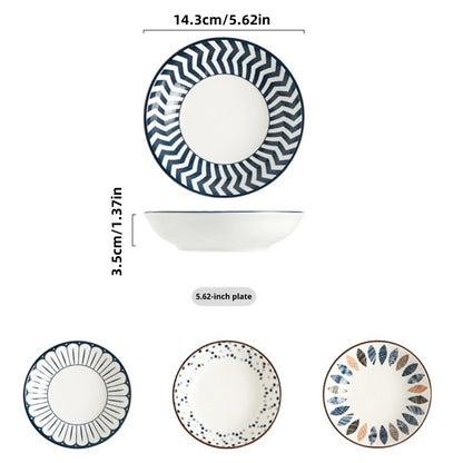 4-Piece Ceramic Plate，5.65in Simple Dipping Dishes.For Appetizers, Fruits, Desserts & Bone Spitting，Microwave & Dishwasher Safe