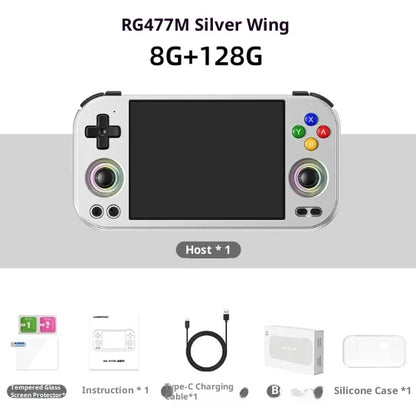 Rg 477m Game Console 3d Hall Joystick 4.7"120hz CNC Aluminum Android Handheld Active Heat Dissipation 12+256gb For Steam Switch