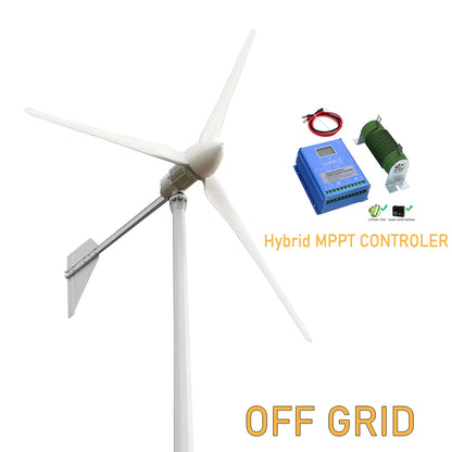 REAL POWER 2000W Home Grid Tie System 2KW Wind Turbine Generator With On Grid Inverter 1000W Horizontal Windmill MPPT Regulator