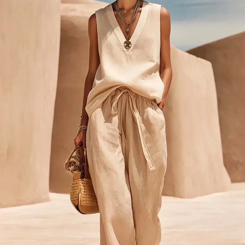 Hot Sale Women Simple Commuter Two Piece Set European Casual Short Sleeve T Shirt Wide Leg Pants Outfit