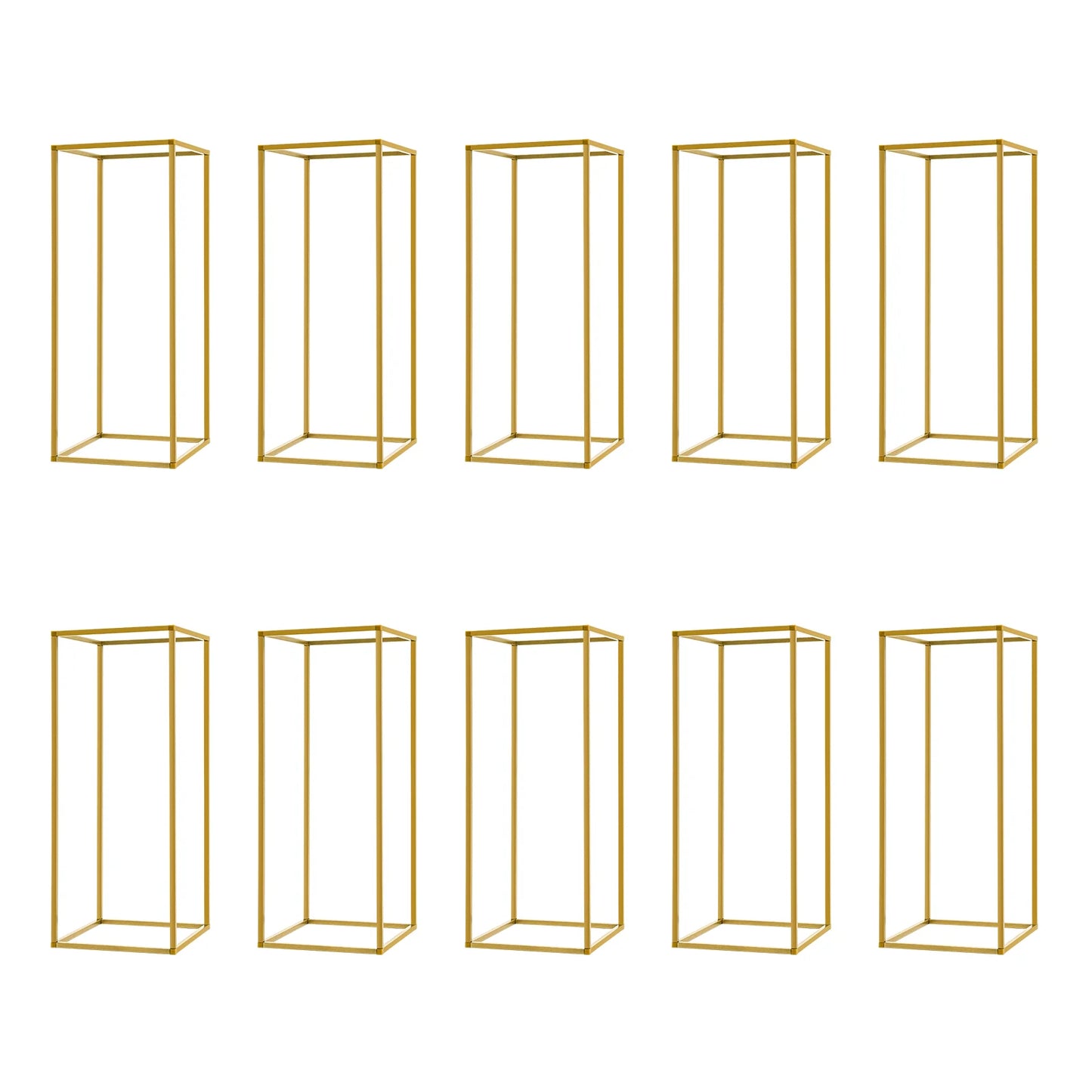 10Pcs Wedding Flower Stand Set 23.62"H Gold Metal Column Rack Wedding Party Prop Decor Balloon Display Holder Flower Vase Pillar