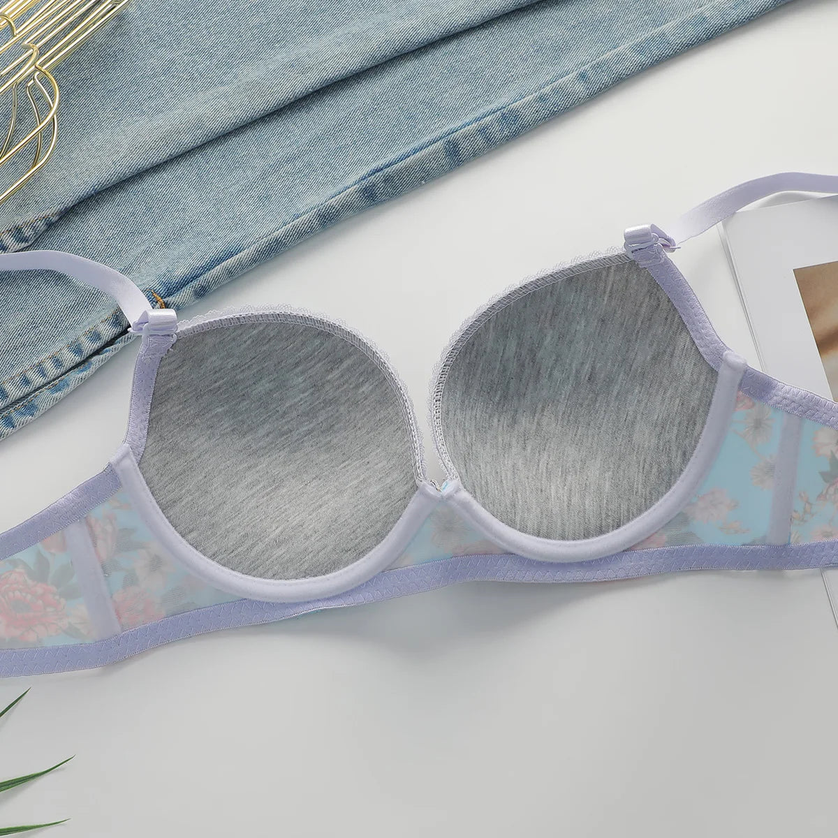 2-Pieces High quality Women's Flower Printed Bra Underwear Set Women's Autumn/Winter New Underwear Underwear Underwear A2173