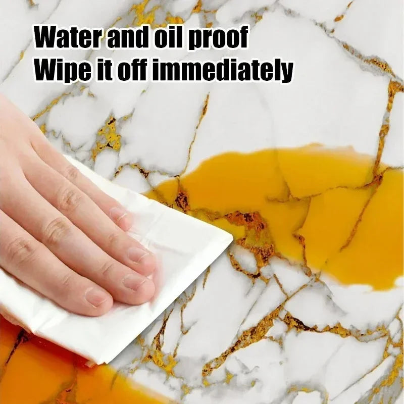 10PCS 3D Marble Effect Tile Stickers Waterproof Self Adhesive Wall Panels for Bathroom Kitchen Floor Renovation and Home Decor