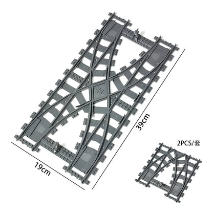 City Trains Flexible Tracks Forked Straight Curved Soft Rails Track Switch Building Block Bricks Kids DIY High-tech Creative Toy