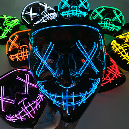 1 pcs Attractive Neon EL Wire Mask  More Colors For Choice Luminous LED Purge Mask Adult Cosplay Prop For Night Glow In The Dark