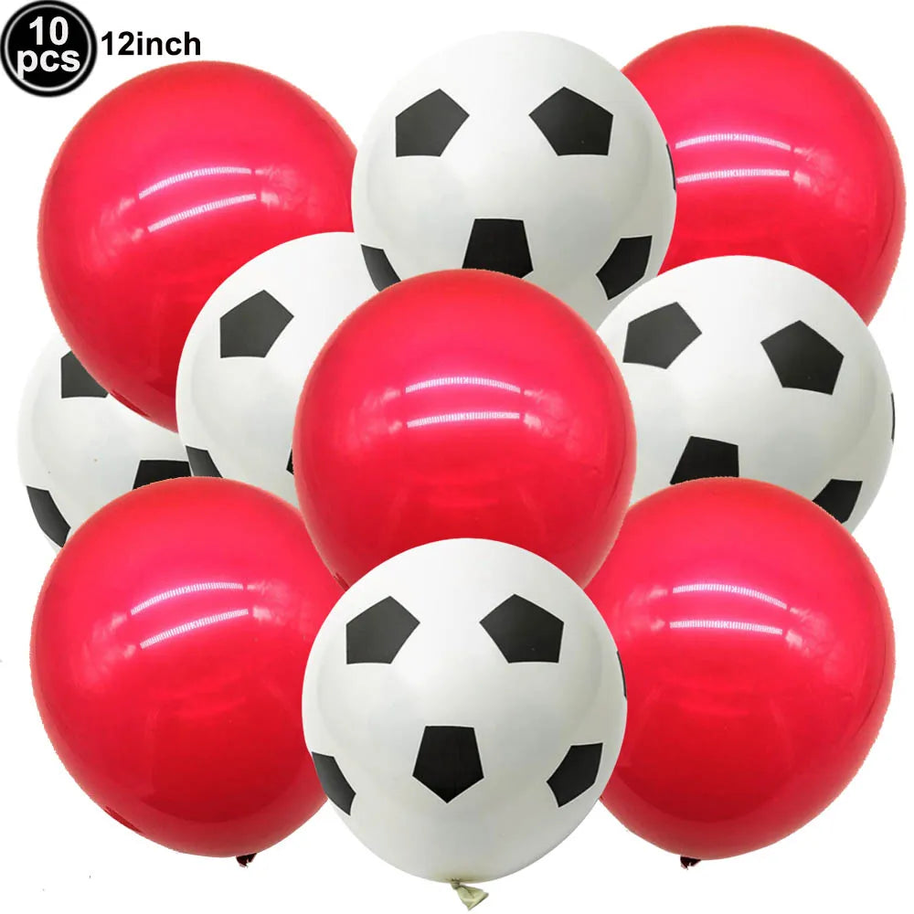 10Pcs 12inch Soccer Balloons Red Blue Black White Confetti Football Latex Balloon Boy Soccer Birthday Party Baby Shower Decor