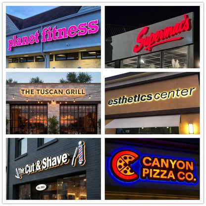 Custom 3D Backlit Channel Letters Sign  Illuminated Metal Business Logo Outdoor/Indoor LED Signage for Storefront Office Wall