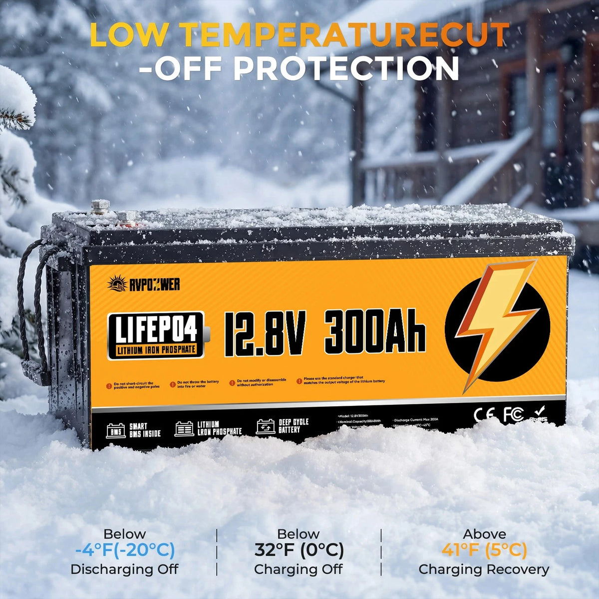 RVPOZWER 12.8V 300Ah LiFePO4 Lithium Battery 3840Wh Smart Built-in BMS Rechargeable Storage Battery 15000+ Deep Cycles Portable Iron Phosphate Battery for Off-Grid Solar System RV Camper Trailer Marine Boat Trolling Motor Hou