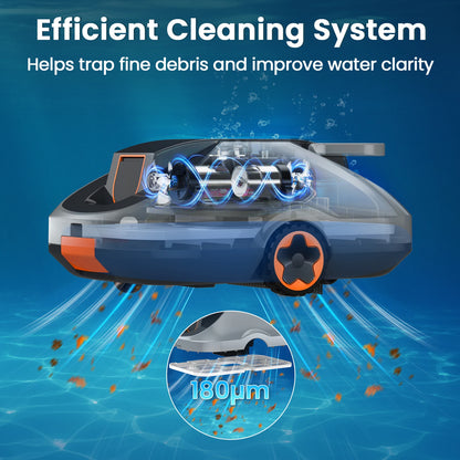 C1 Robotic Pool Cleaner, 200-Min Runtime,  Self-Parking Cordless Pool Vacuum for Above Ground & Inground Pools up to 2500 Sq.ft