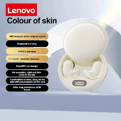 Lenovo Bluetooth Wireless Earphones Small Earbuds Sleeping Sport Invisible Headphones Bass Sound Quality Headset Sliding Cover