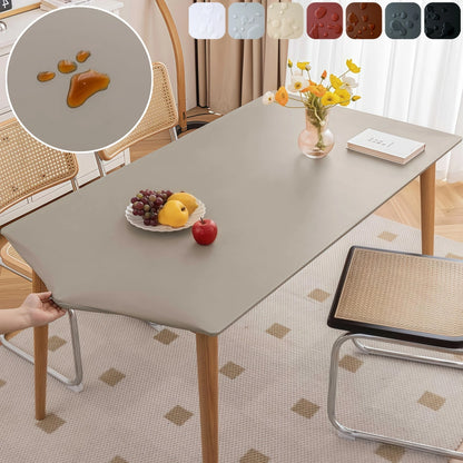 Waterproof Table Cloth Picnic Elastic PU Leather Fitted Edged Table Cloth Stretch Square/Rectangle Table Cover Wipe-Clean