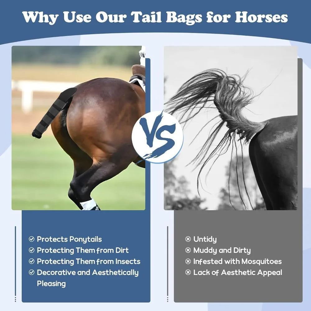 Horse Tail Protector Wrap Adjustable Horse Tail Guard Anti‑Rubbing Equestrian Equipment for Horse Transportation Training