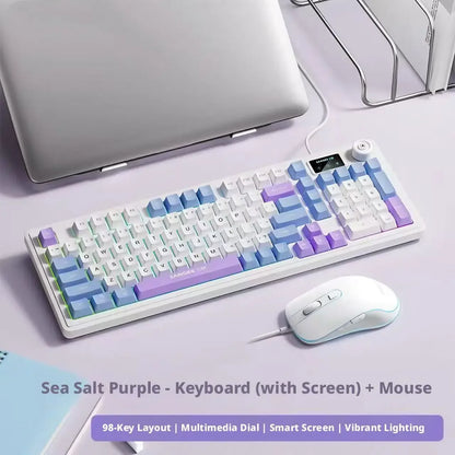 Wired Mechanical Feel Keyboard Mouse Set RGB Glow Low Noise Ultra Thin Gaming Combo Fashion High Value Computer Office Kit
