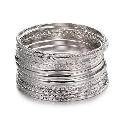 12pcs Punk Curb Cuban Chain Bracelets Set for Women Miami Boho Thick