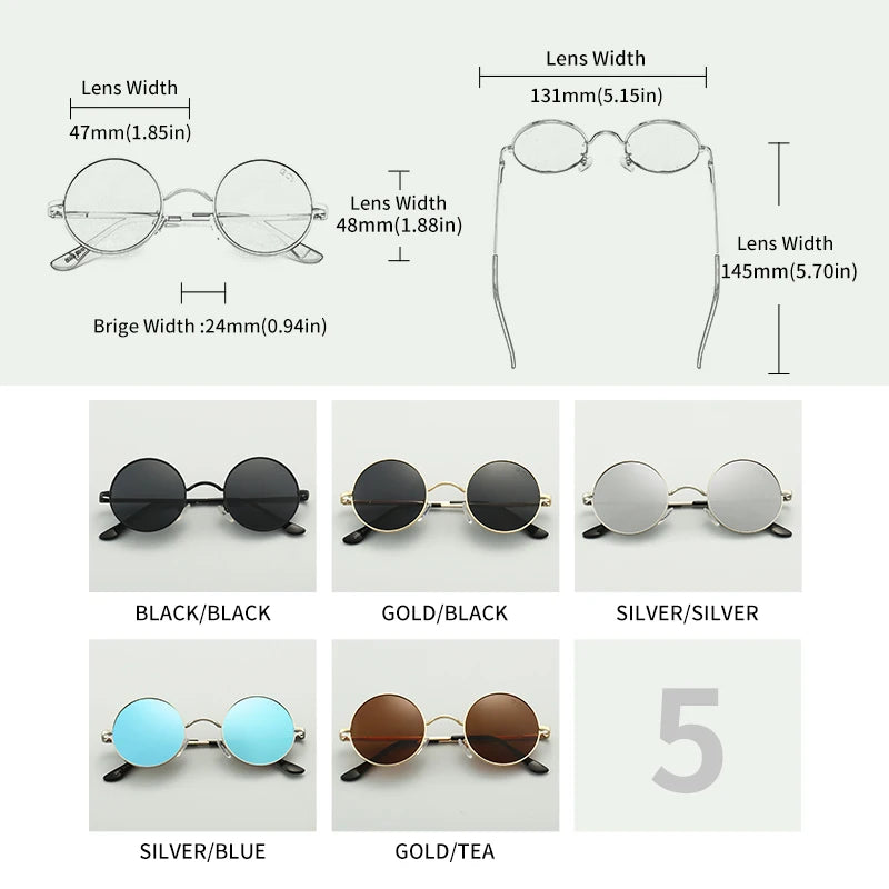 GCV Brand Copper Alloy Steampunk Round Polarized Sunglasses Vintage Men Women Male Female Sun Glasses Classic UV400 Metal