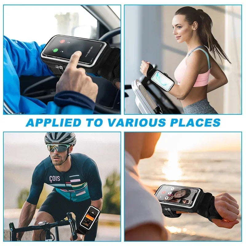 HAISSKY Running Sports Wristband Bags For iPhone 17 16 Pro Max 15 Plus 16E 17Air 14 13 Touch Screen Cycling Fitness Zipper Pouch