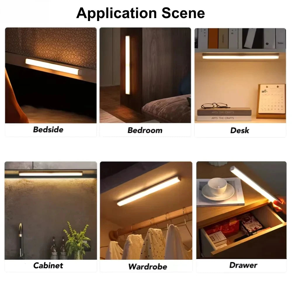 LED Motion Sensor Light Wireless USB  Rechargeable Night Light Portable Induction Lamp for Cabinet Wardrobe Staircase