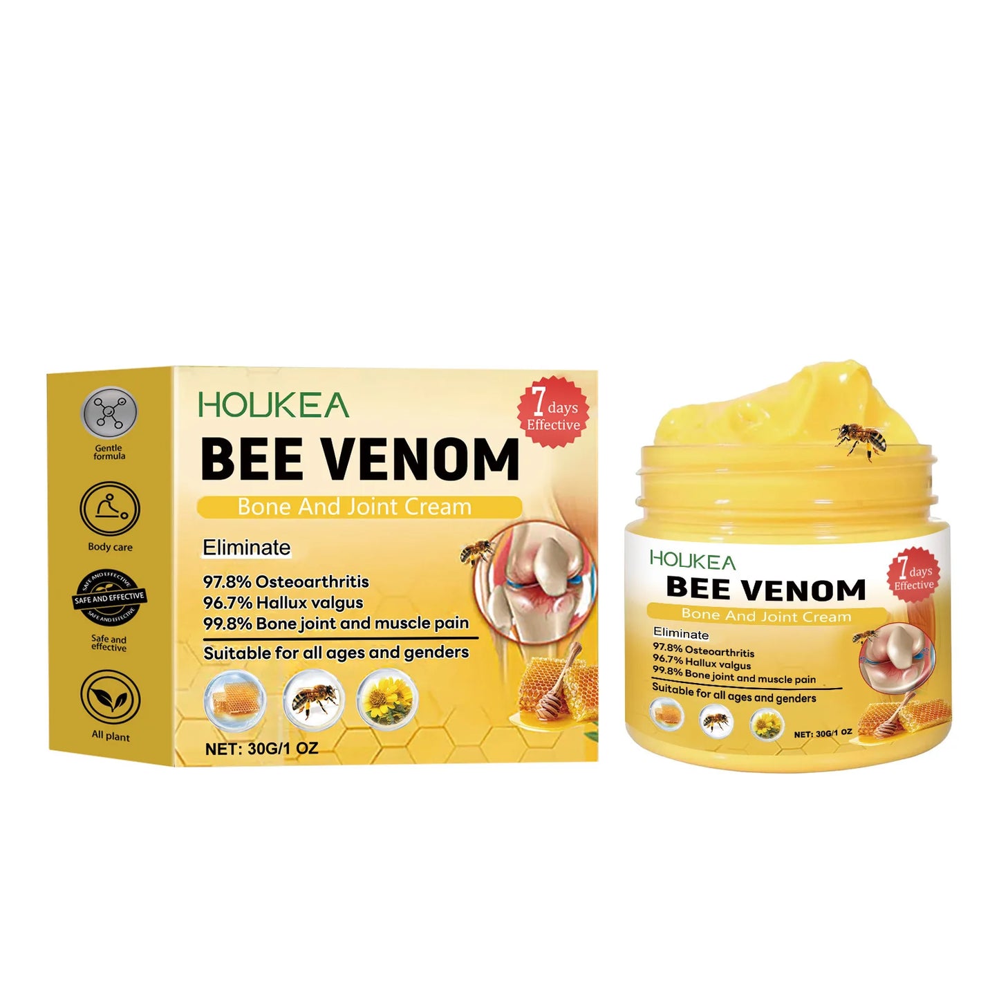 Houkea Bee Venom Joint Bone Care Cream Repair Muscle Hurt Relief Rheumatoid Pain Arthritis Treatment Body Knee Soothing Creams