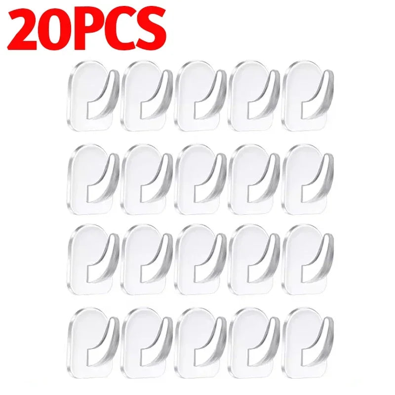 Mini Transparent Hooks Self-Adhesive Wall Hooks Heavy Duty Sticky Hangers Multi-Purpose Home Kitchen Bathroom Storage Organizer